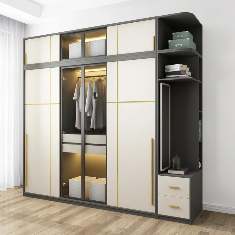Nordic Wardrobe Simple and Modern Economy Bedroom 2 Door Wardrobes With Dressing Table Customization