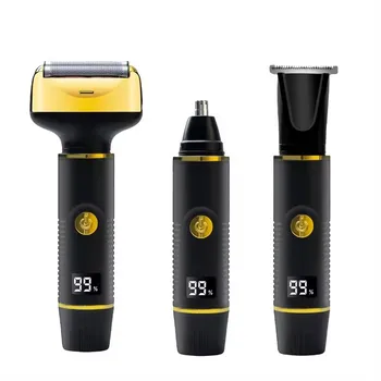 new LCD displaying barber foil shaver electric nose trimmer waterproof 3 in 1 men gift electric shaver set