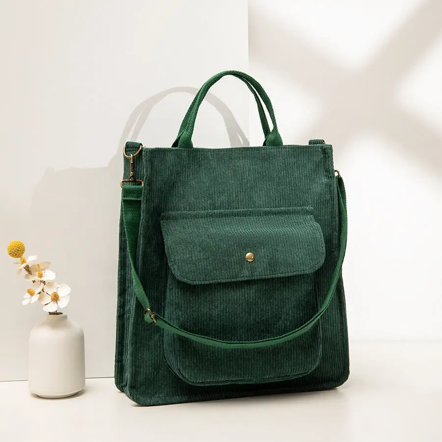 ショルダーバッグ・ポシェット GREEN STUFF Simple shopper bag 62 classic corduroy green Designer fashion, Seoul-fully created | W Concept