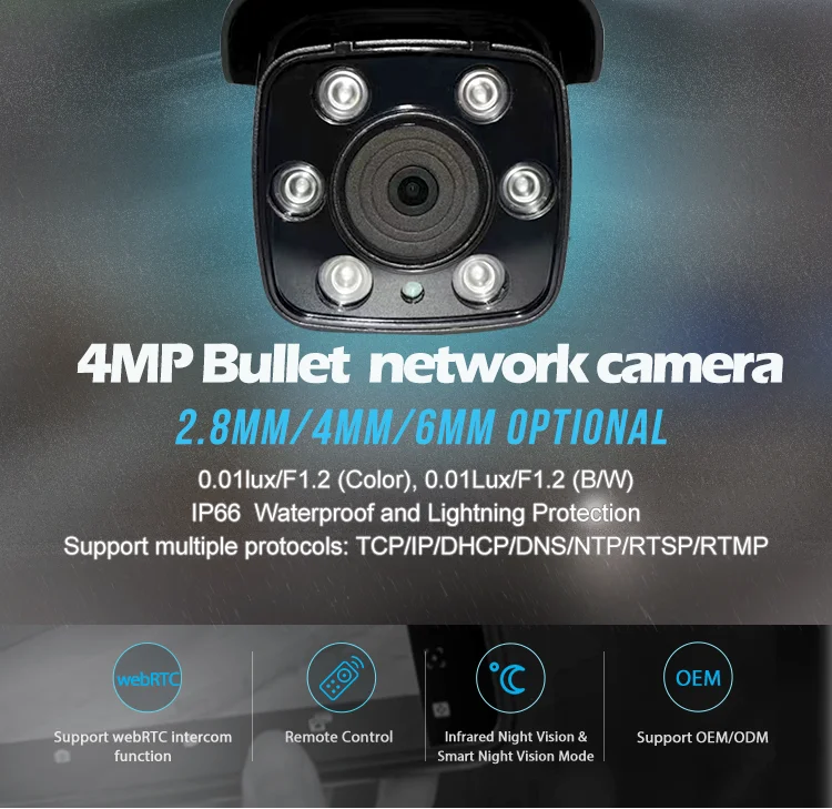 Ip Camera Monitor Rtsp Wireless 4G WiFi POE ip camera HD 4MP pixel RTMP RTSP O-NVIF infrared ...