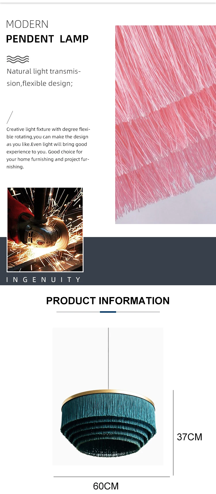 pkd860 modern design indoor decoration hanging lighting tassel led chandelier pendant light-1