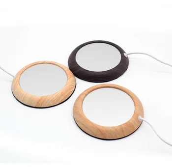 Wood Grain Cup Warmer Heat Beverage Mat Pad Drink Coffee USB Portable Heater
