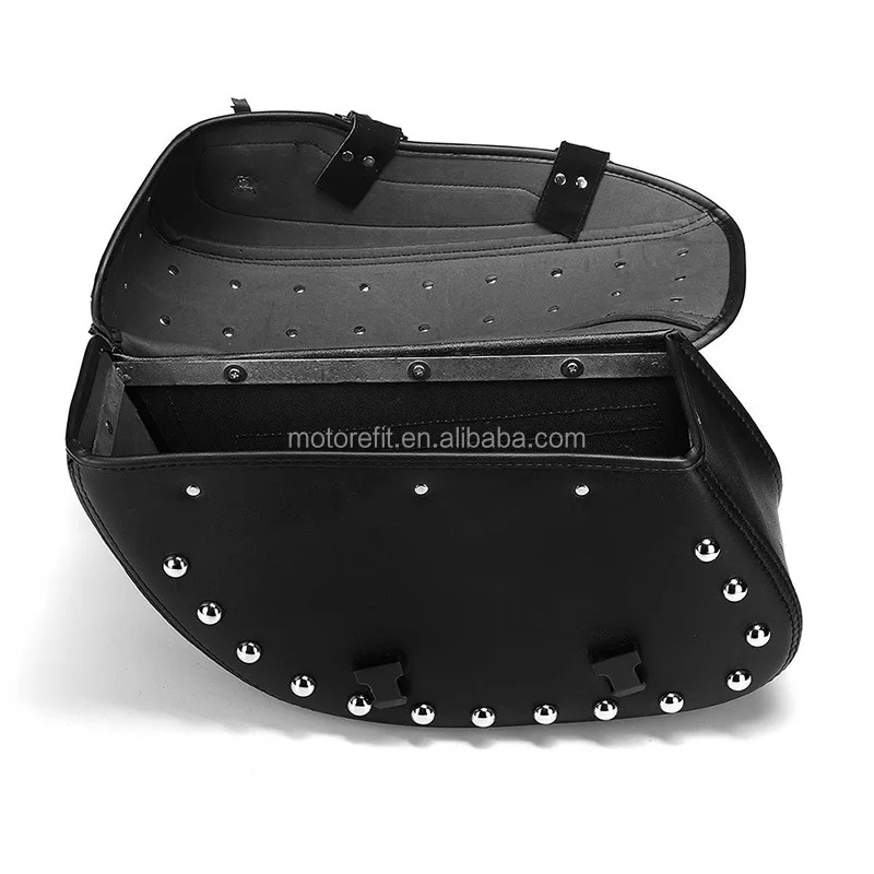 Hot Sale Motorcycle Bag Pu Leather Black Saddlebag Side Bags Motorbike Saddle Leather Bag For