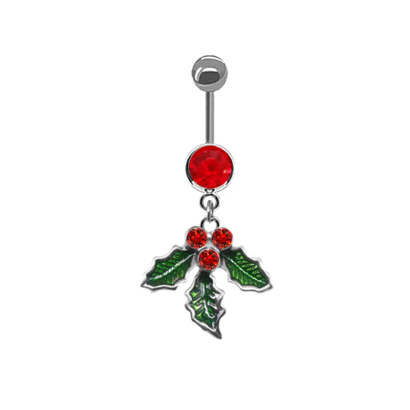 Gaby New Design Surgical Steel Belly Piercing Christmas Mistletoe Belly Button Ring for Women Wholesale Piercing Jewelry