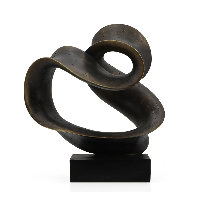 Custom Nordic Modern Resin Bronze Abstract Ribbon Circles For Modern Interior Decor factory