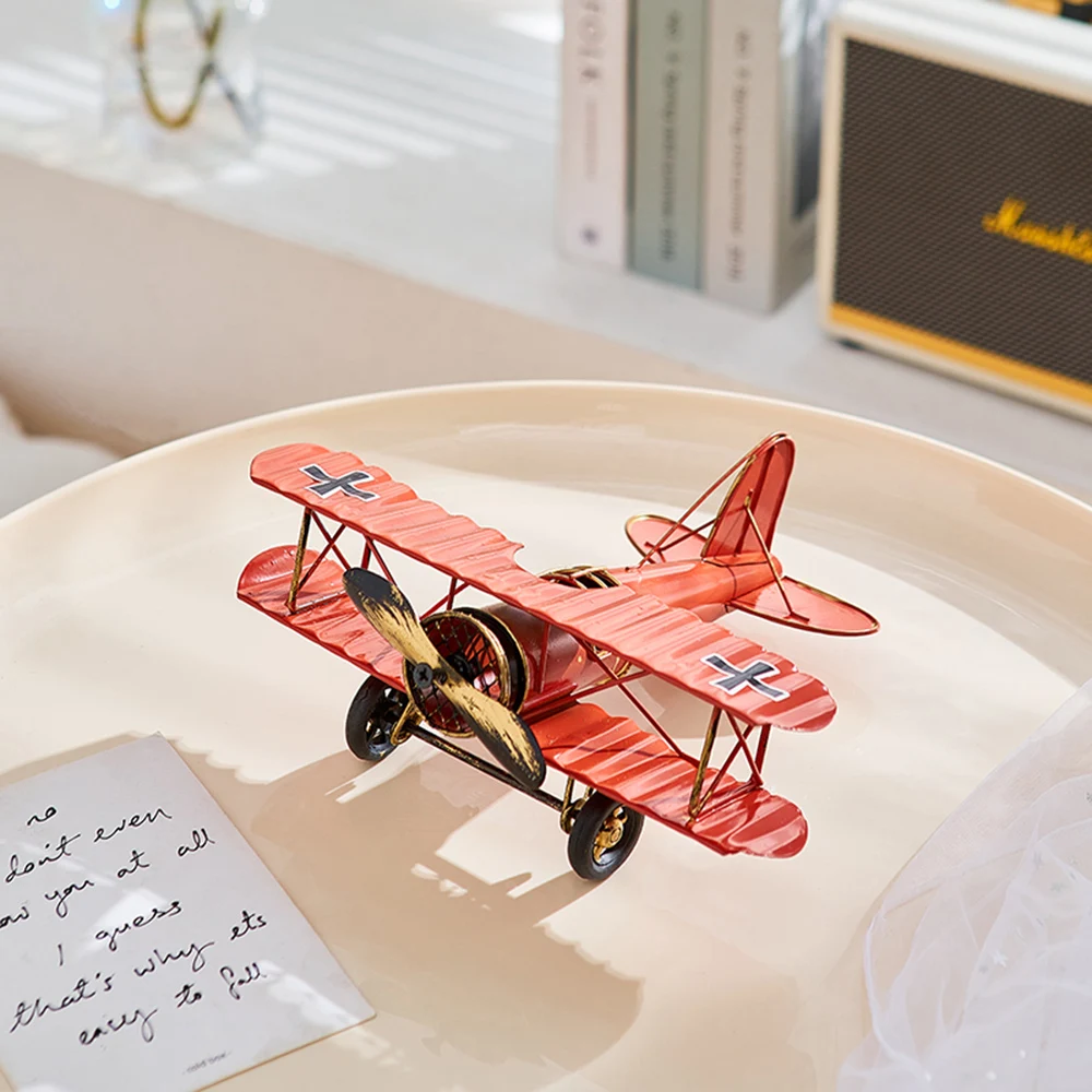 Vintage Plane Miniatures - Durable Metal Tabletop Decor