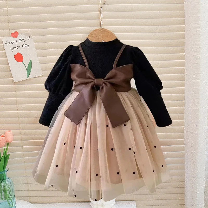 GIRLS Autumn Princess Dress Children Long Sleeve Bow Party Dress Winter New Baby Clothes GIRLS Autumn Princess Dress Children Long Sleeve Bow Party Dress Winter New Baby Clothes