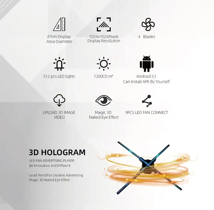 High Quality 3D Holographic Spinning LED Hologram Display DIY Holo Fan Library for Indoor Education Direct Factory Price OEM