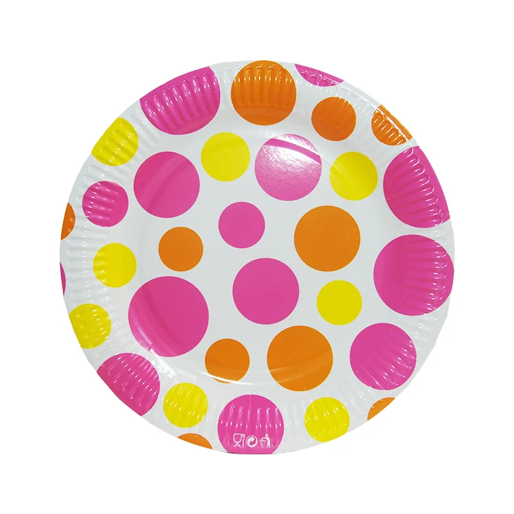 Disposable Tableware Paper Plates Raw Material Recycled Birthday Plate Dish Home Party Hotel Restaurant