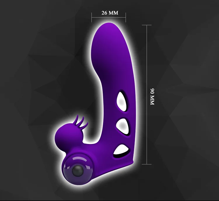 Silicone finger vibrator color options in black and purple
