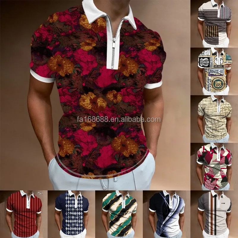 Summer Cotton Men's Shirt Short Sleeve Polo Shirt Striped Casual Men's ...