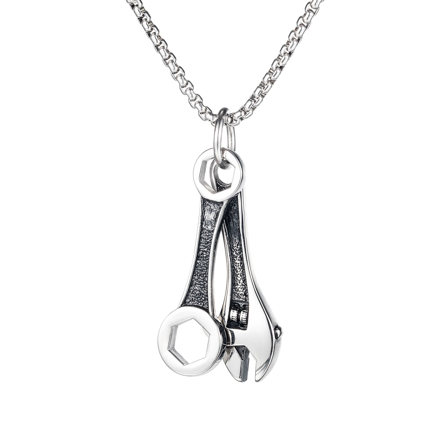 Industrial Style Spanner Wrench Tool Pendant Necklace