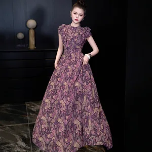 Bettergirl 2026 Ramadan French ruffle print chiffon vacation style pleated dress