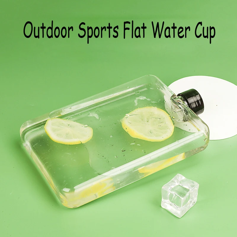 Square Tritan Plastic Customized 500ml Notebook Memo Flat Water Bottle Slim Thin Water Bottle