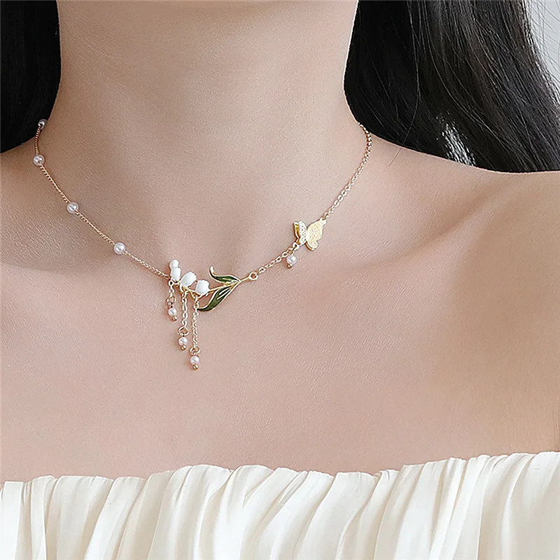 Fashion Butterfly Thin Chain Necklace 