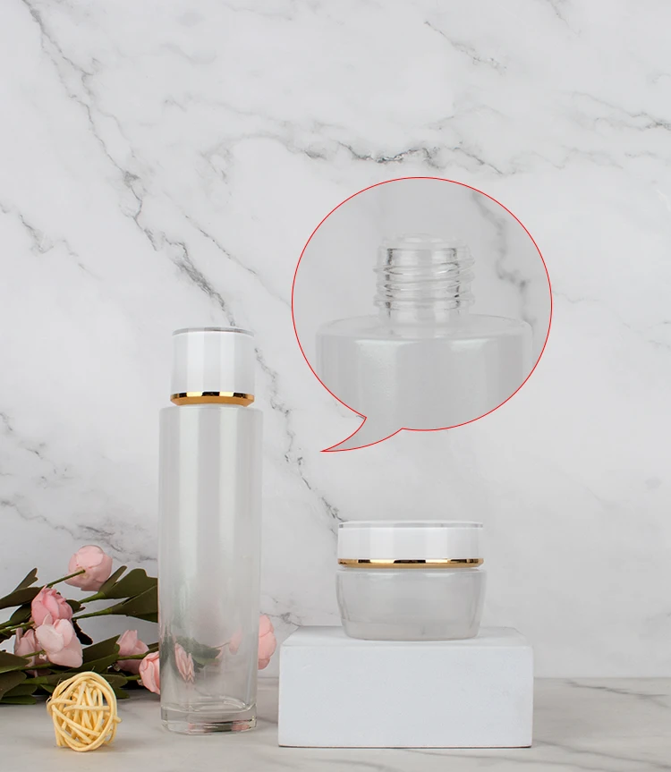 Luxury Unique design glass jar bottle irregularity shape cosmetic glass bottle set Skincare cosmetic packaging suit container factory