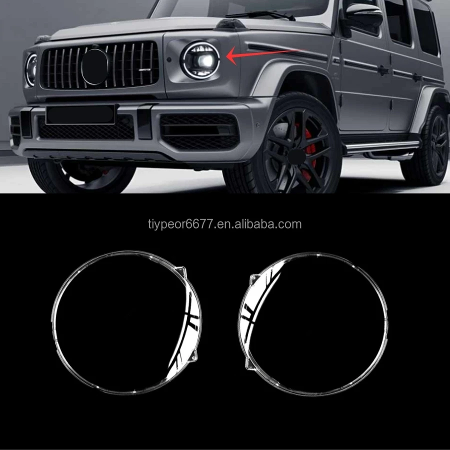 product tiypeor right left side headlight lens cover for mercedes benz g class 2019   2022 headlight lens protect cover auto headlamp-3