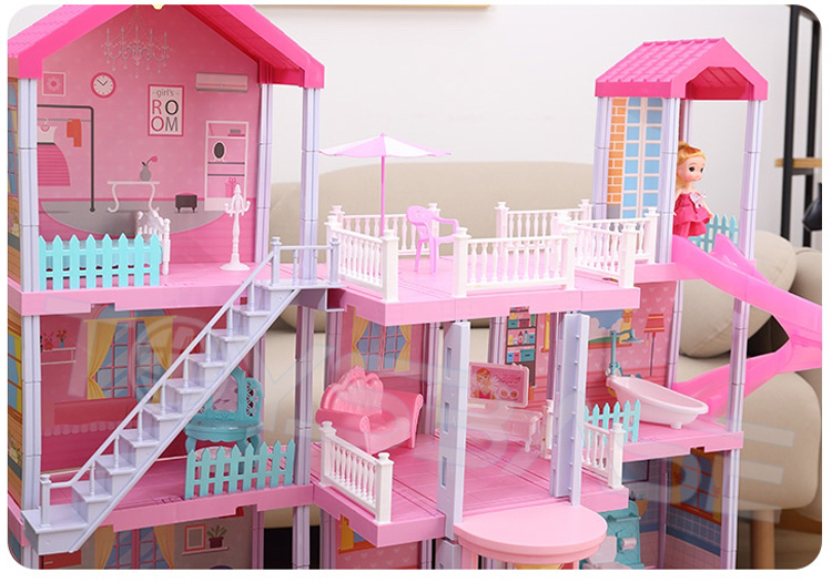 Doll House Pink Toys Plastic Material Fashion Kids Play Set
