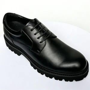 Men's Black Leather Formal Shoes with Full-grain Cowhide Uppers and Foam Rubber Soles Anti-slip Casual Business Shoes
