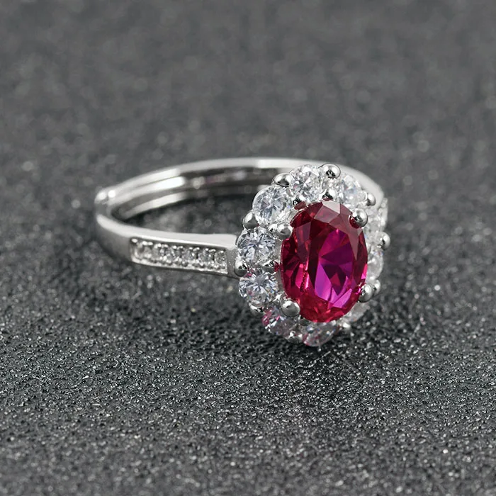 Roomy Red Gemstone Lab Grown Ruby Rings 925 Sterling Silver Ring Fine Jewelry Women Wedding Ruby Rings