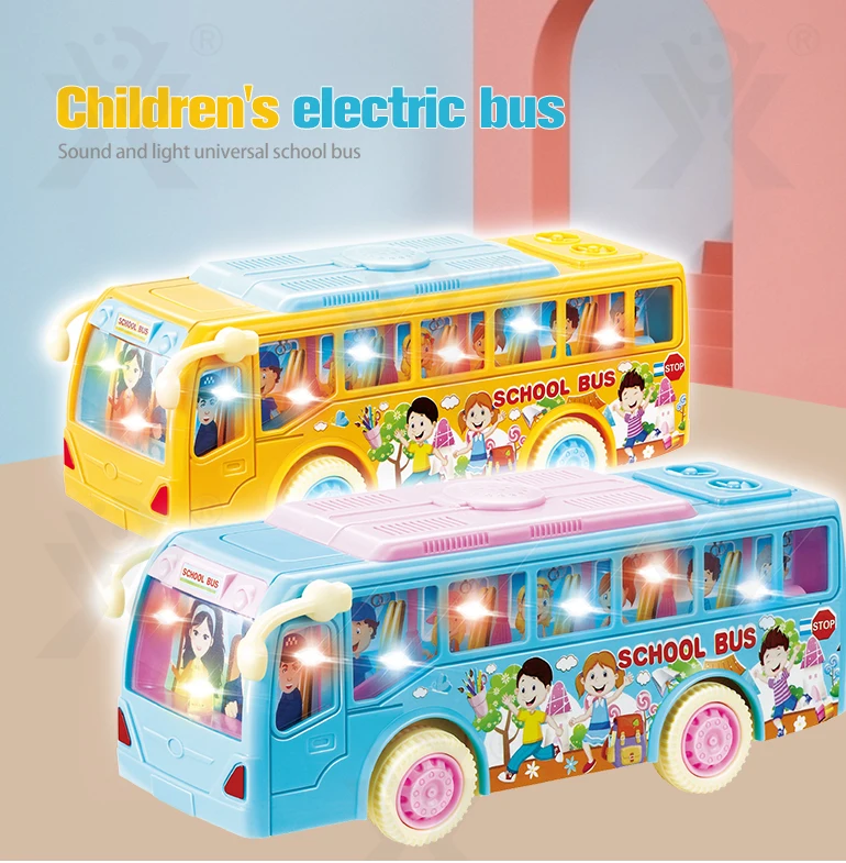 Lighting battery operated colorful education mini school model electric toy bus