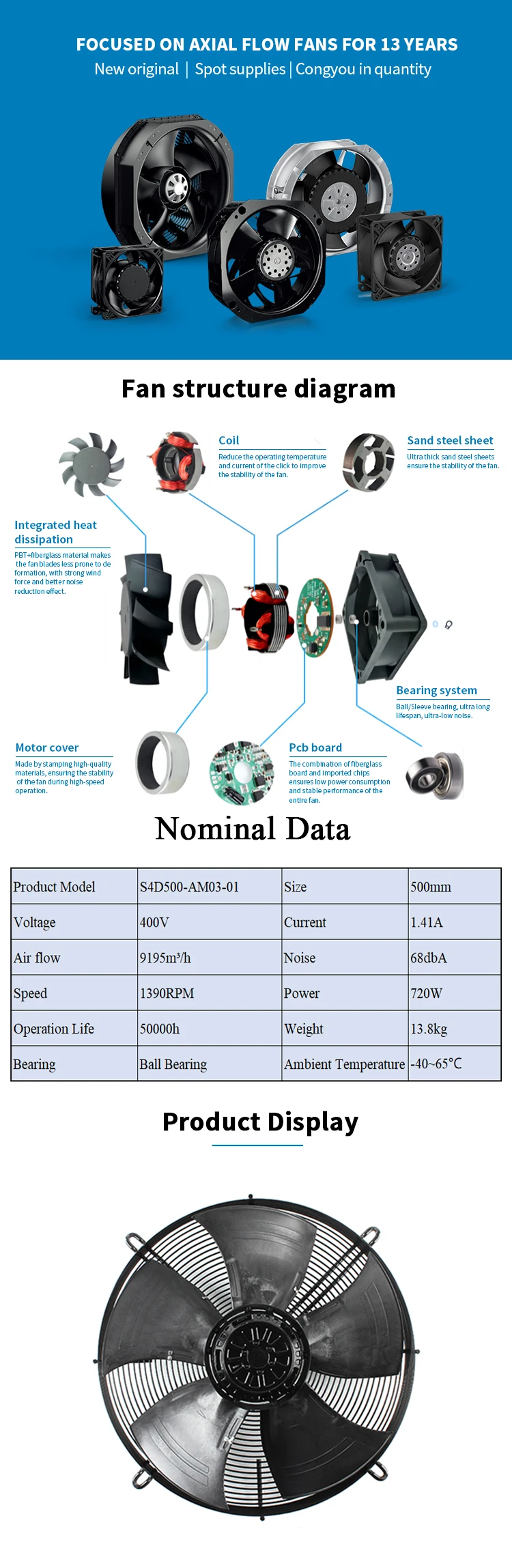 Fan, S4D500-AM03-01, 400V, 725W, 500mm - detail 2