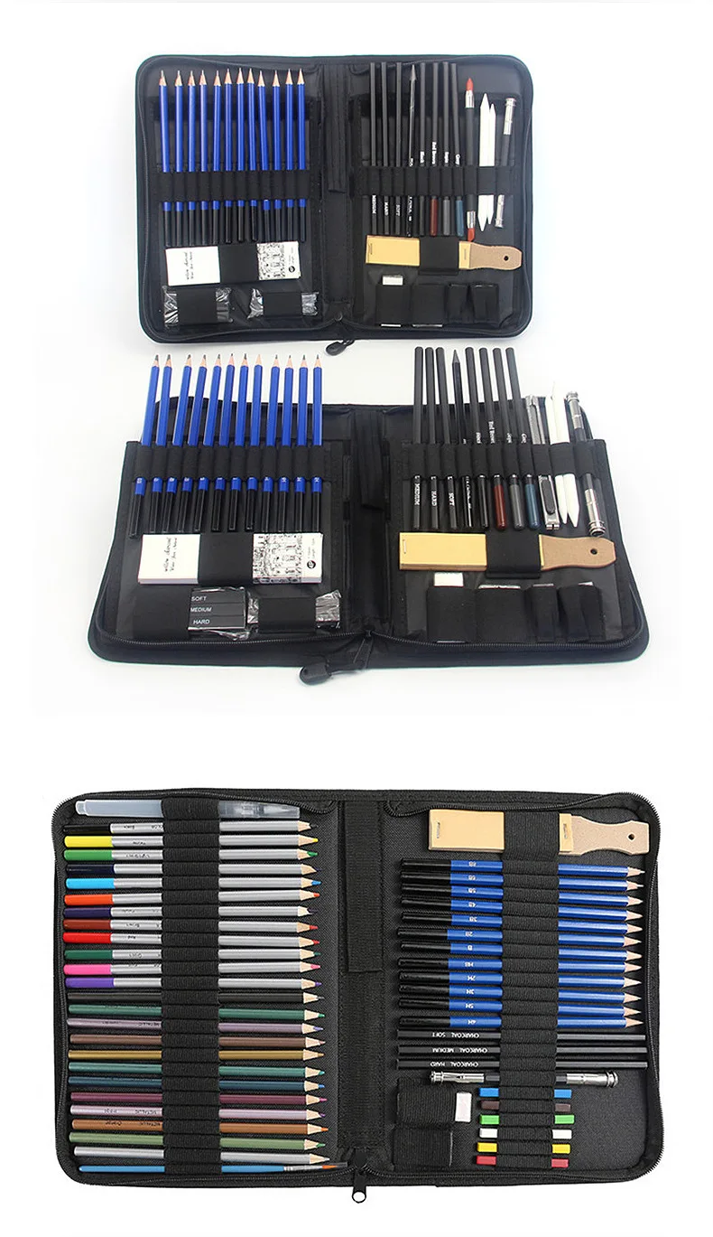 Complete Colored Pencil Set With Travel Case For Drawing & Colouring_voghion.com