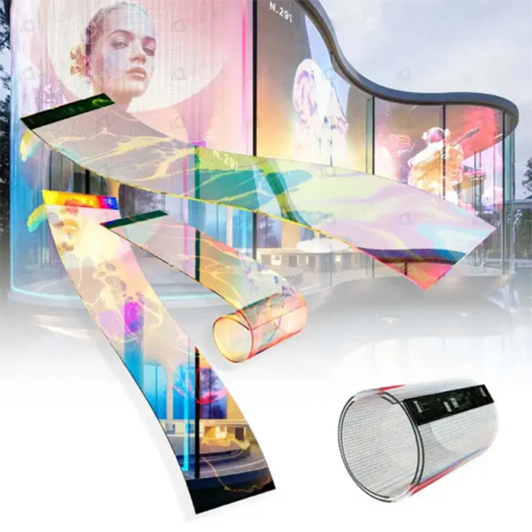 Easy Quick Installing P5 P6 P8 P10 P16 P20 Adhesive Flexible Transparent Led Film Display for Glass Wall