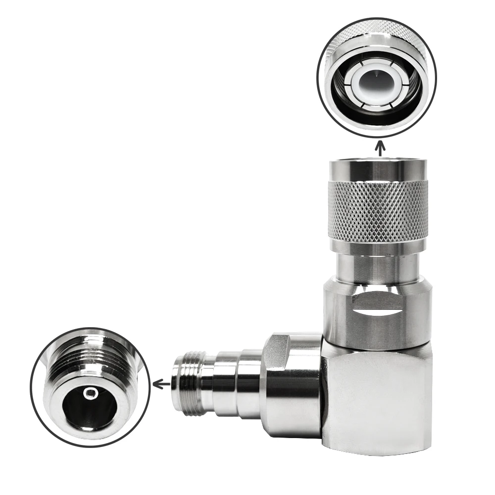 RF Connector HN Male Macho to N Female Hembra  90 Degree  Right Angle Brass Coaxial Adapter