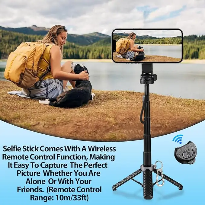4 in 1 Multifunctional Magnetic Selfie Stick 360 Degrees Rotation Portable Extendable Mag Tripod for Video Recording Vlog Pocket