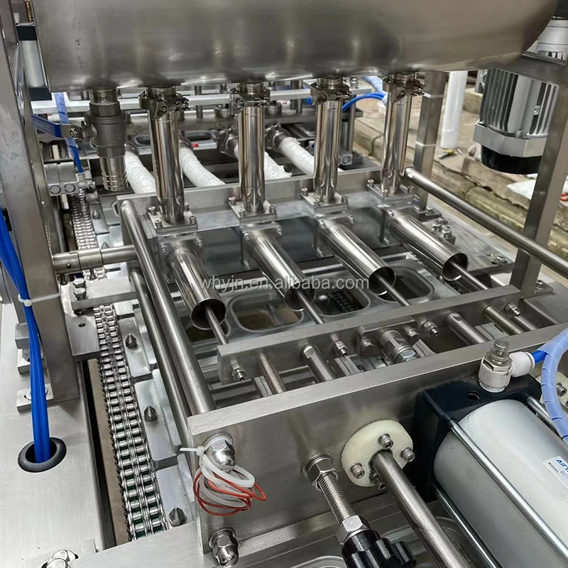 Automatic Linear Tray Filling Sealing Machine Cat Pet Food Aluminum Cup Packing Machine  Aluminum Tray Filling Sealing Machine