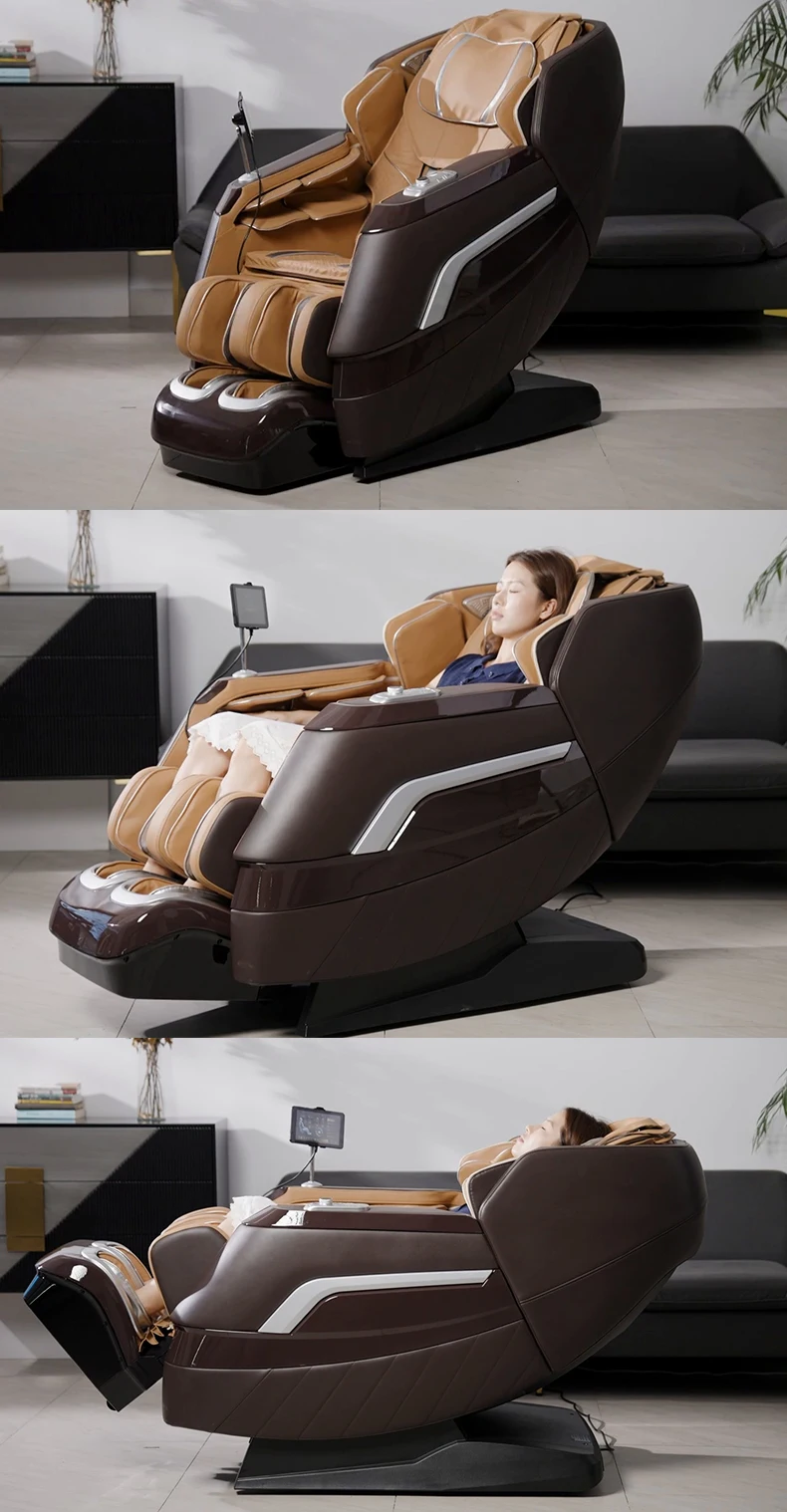 product shiatsu 4d sl track massage chair zero gravity therapy foot roller touch recliner electric full body massage chair with heat-0