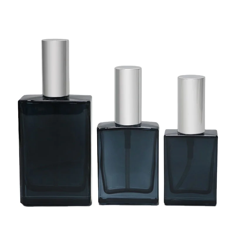 Perfume Bottle 30ml 50ml 100ml square Transparent Amber Matte Black Fragrance Oil Glass Bottles With Fine Mist Gold Sprayer Cap