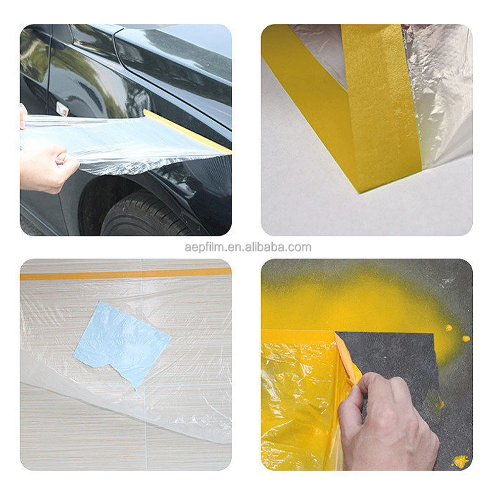 20M Decorative Spray Paint Cover Protective Film Pre-taped Plastic Drop Cloths 
