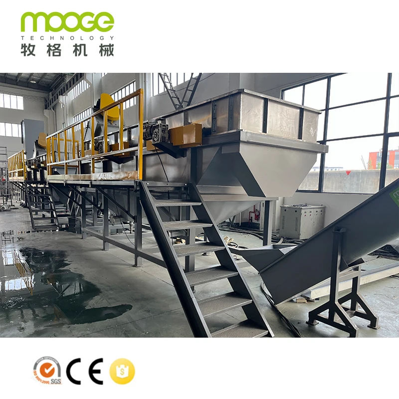 Agricultural Plastic Film Recycling Line Washing Plant / PP PE Waste Film Bags Plastic Recycling Machine