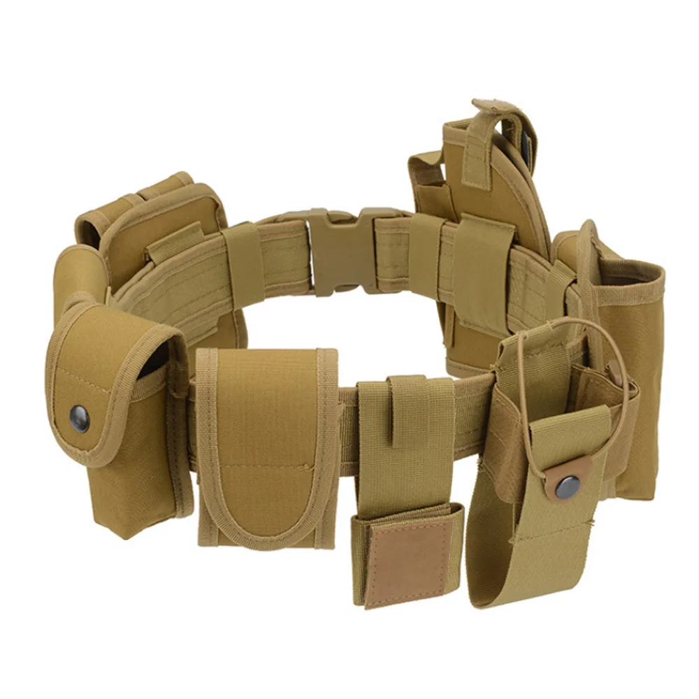 10pcs Set Modular Security Duty Waist Belt Outdoor Tactical Assault Gear Nylon Tactical Belt with Pocket and Pouches