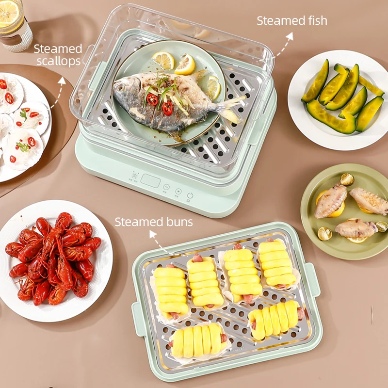 Muliticunction Fast Steam 3 Layer Large Capacity 24L 1000W Safety Food SUS 304 PP Steamer Electric Cooker Pot