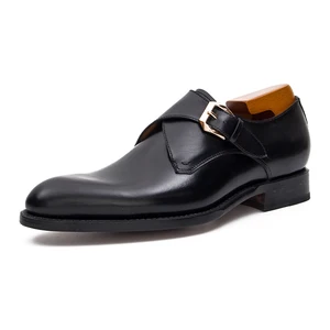 Fashionable Luxury Goodyear Welted Man Dress Men'S Evening Dinner Classic Monk Shoes Black Dress Leather Shoes