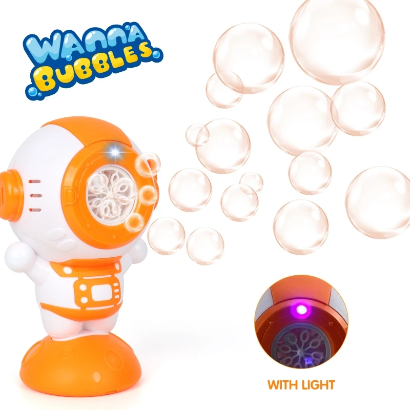 2023 New Outdoor Automatic Bubble Machine for Kids Electric Toys Astronaut Robot Bubble Blower With Light