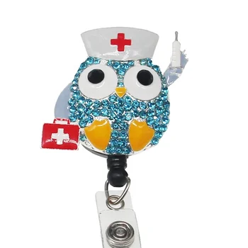Bling Nurse Retractable Rhinestone ID Badge Holder Reel