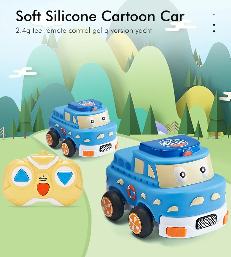 Soft silicone rubber cartoon rc car remote control 2.4g mini cartoon remote control rc small cars