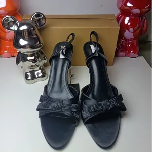 QuiteS 2026 Women's Shoes Sexy Open Toe High Heels with Bow Back Empty Slip-On Design Light Weight Anti-Slip Casual Style