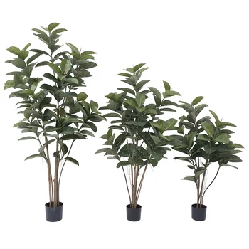 Faux Tropical Ficus Elastica Plant 150cm Artificial Potted Rubber Tree for Home Office Decor