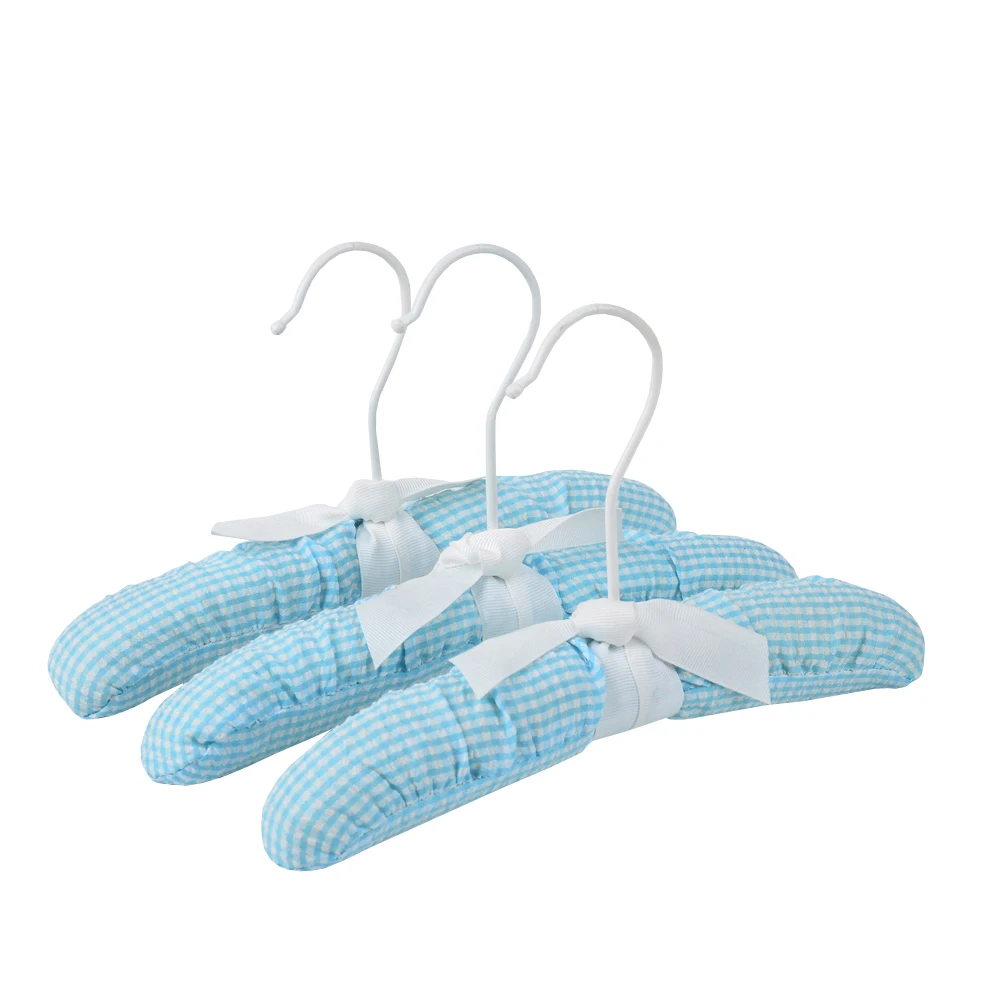 10 Light Blue Baby Satin Padded Hangers - Closet Hanger Factory