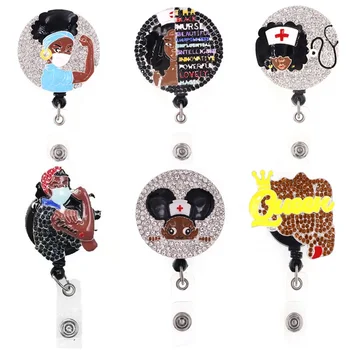 Medical Retractable ID Badge Holder Black Nurse Badge Reels For Nursing Accessories