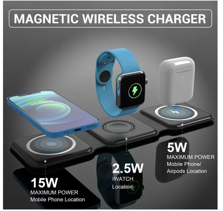 3 In 1 10w Wireless Charger For Smartphone Wireless Charger Dock ...