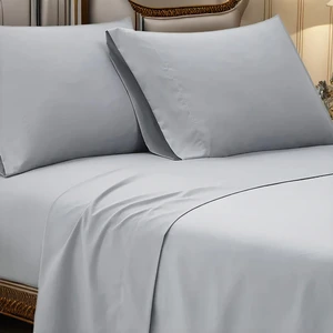 Wholesale High Quality 100% Cotton TC300 Plain Weave Hotel Bulk Pillow case  Bed Sheet Set