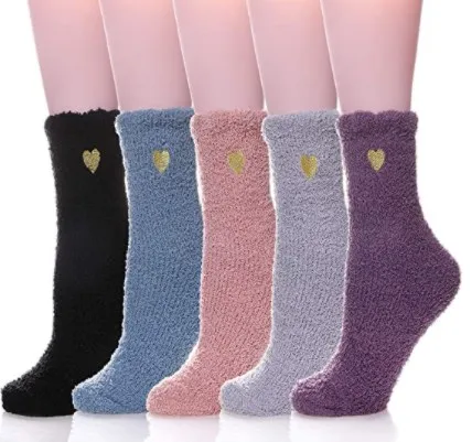Crew Colorblock Soft Breathable Winter Custom logo Ladies Meias Warm Sleep Home Womens Fuzzy Fluffy Socks