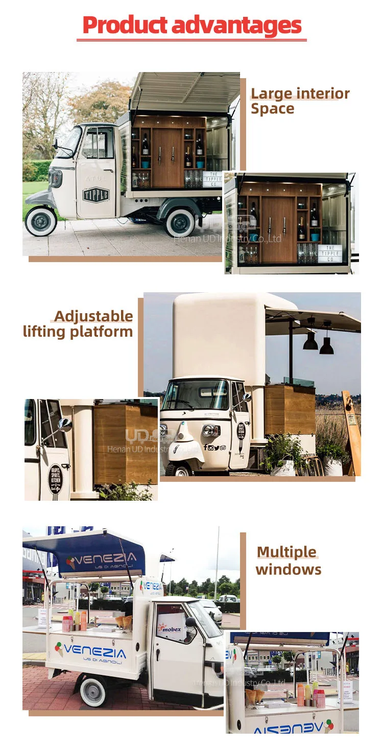 Custom Electric Tricycle Food Cart - Vespa Ape Ice Cream Truck for ...