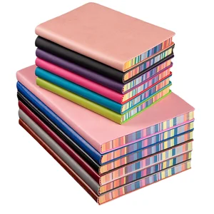 OEM ODM Custom Wholesale A6 A5 B5 Colorful Edge Softcover Rainbow Notebook Office Portable Notepad